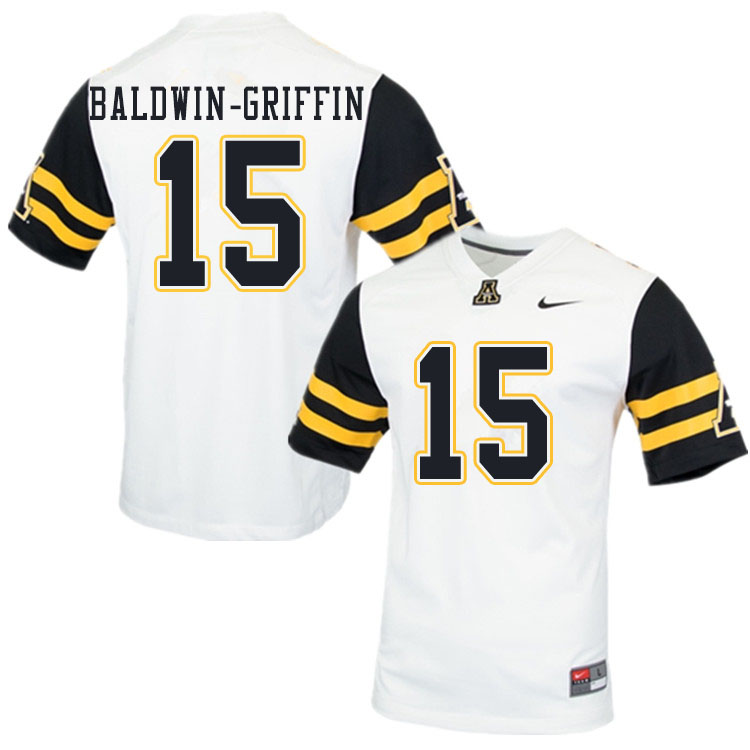 Men #15 David Baldwin-Griffin Appalachian State Mountaineers College Football Jerseys Sale-White